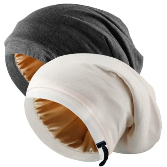 Satin Silk Bonnet Hair Wrap Adjustable Slouchy Sleep Cap Night Cap - Picture 2 of 7